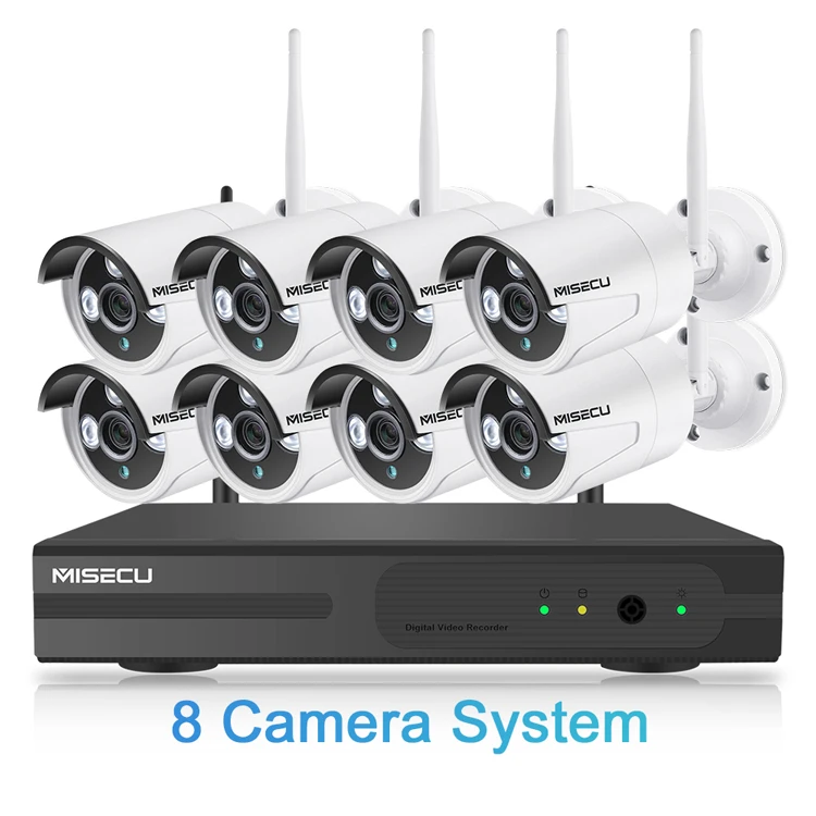 MISECU 8CH 1080P CCTV Беспроводной Системы аудио запись 4/8 шт. 2.0MP ИК Открытый P2P Wifi ip-камера наблюдения с Камера системы видеонаблюдения - Цвет: 8CH NVR With 8 Cams