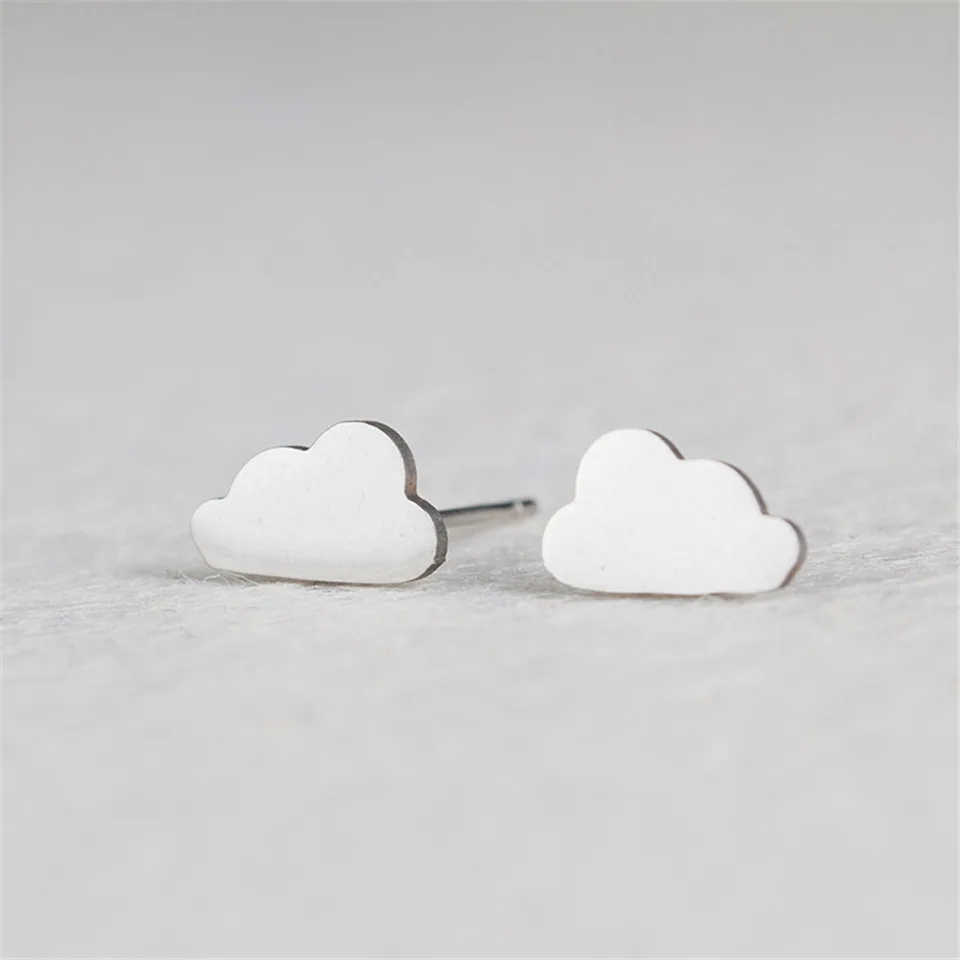 Silver Cloud Новые Романтические Маленькие Золотые Серебряные Звезды Луны Прекрасные Формы Сердца Серьги Стержня Женщины Из Нержавеющей Стали Стад Уха Партия Подарки Подруги - Окраска металла: Silver Cloud