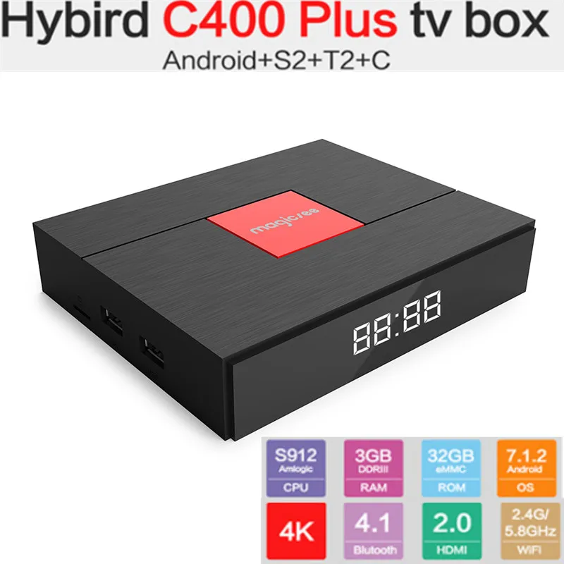 Magicsee C400 плюс smart tv box Hybird S2 + T2 C Amlogic S912 Android 100 Мбит/с BT4.1 Поддержка PVR