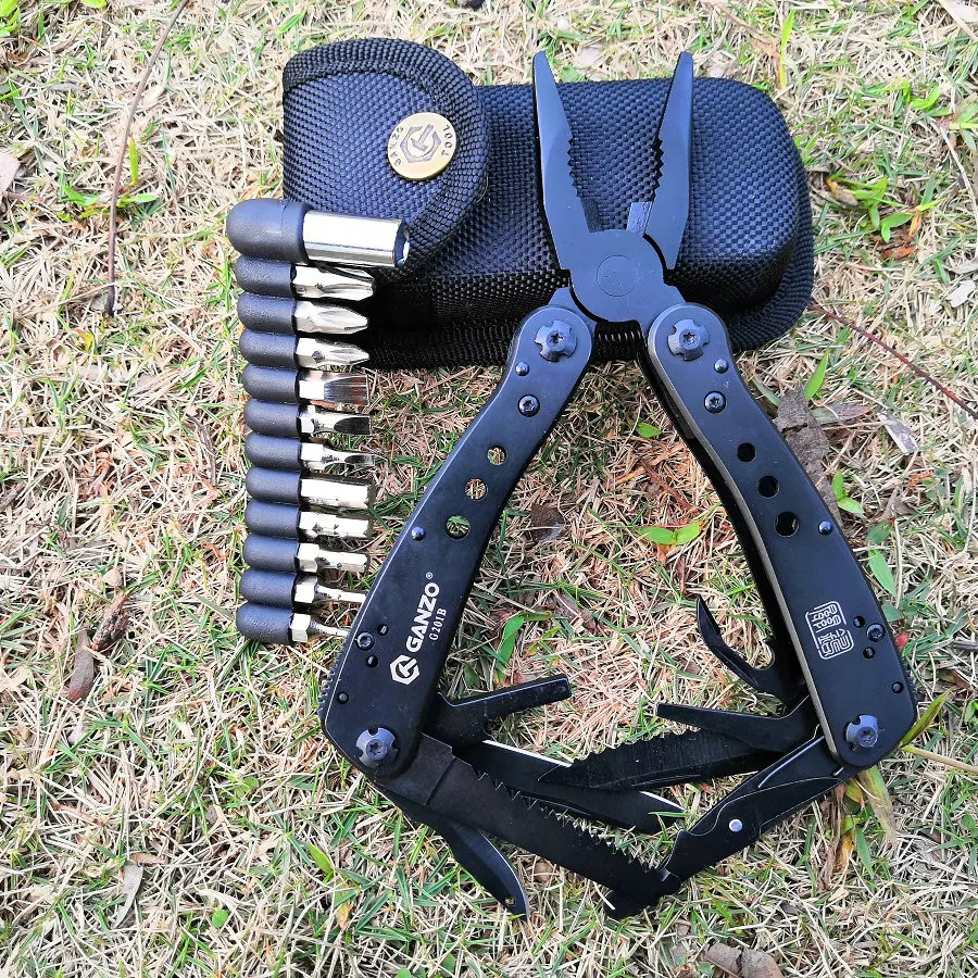 Plier without box Ganzo G201B Черные Портативные складные многофункциональные плоскогубцы с длинным носом, нож для пилы, высококачественные оригинальные инструменты Ganzo - Цвет: Plier without box