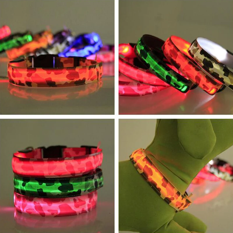 Светодиодный Камуфляжный ошейник для собак светящийся ночник безопасности
