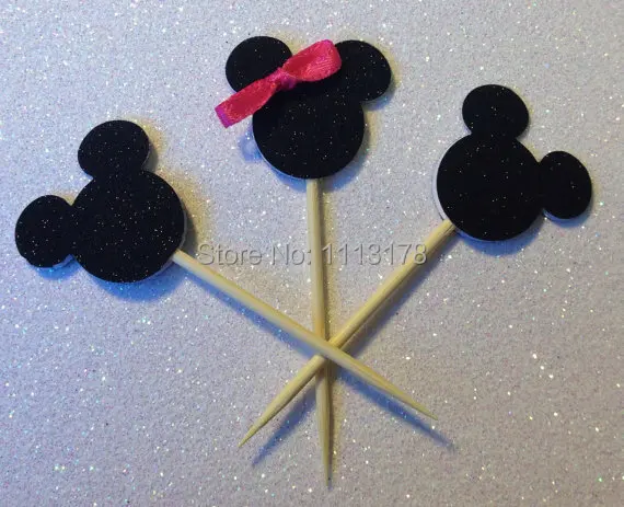 

Mouse Glitter Cupcake ToppersCupcake Toppers picks Birthday Cupcake Topper, wedding bridal baby shower party cake topper