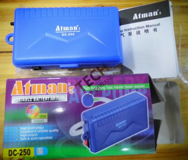 Кислородный насос Atman DC-250, портативный сухой Аккумулятор для рыболовного насоса, 0,3 Вт, воздушный насос для аквариума (art.: 79afdb6f2) - 79afdb6f2