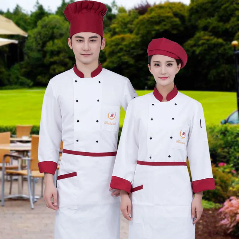 Мужская форма шеф-повара для взрослых отеля кухни кафетерии с длинным рукавом