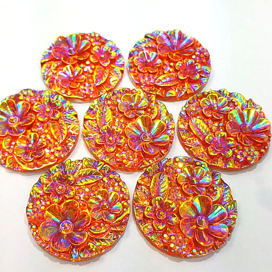 Лучший выбор Блестящий Смола Круглый 30 мм цвета: оранжевый ab Стразы камни и