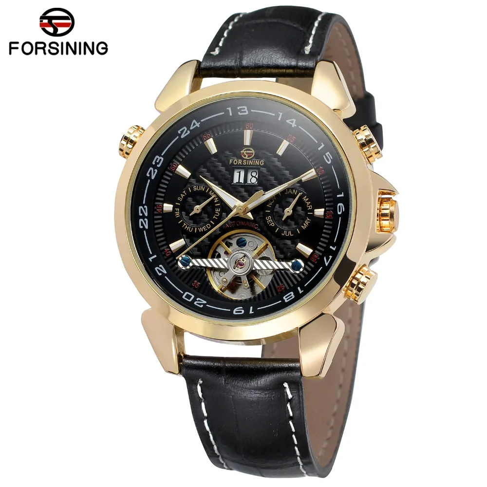 FORSINING мужские часы с автоматическим турбийоном прозрачным циферблатом и
