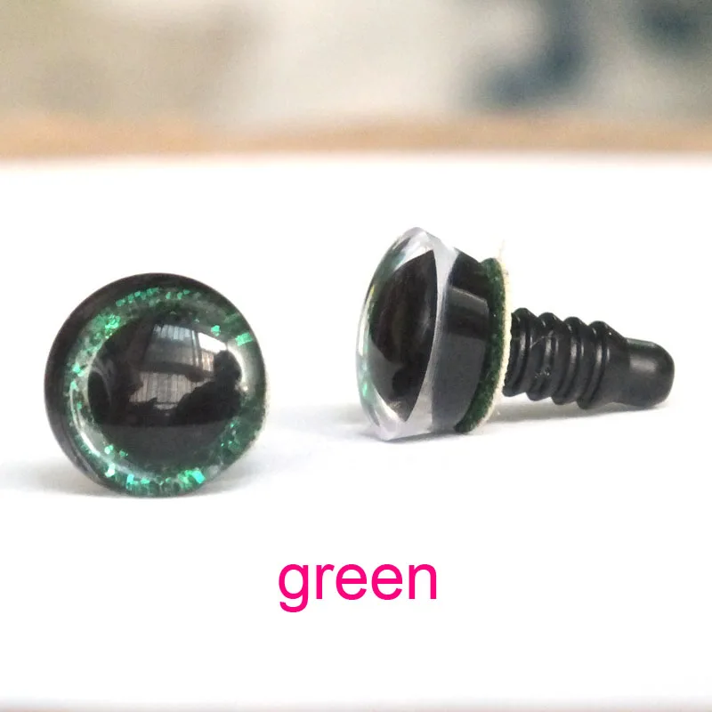 green 30 шт. 9 мм/12 мм/14 мм блестящие защитные глаза для игрушек/пластиковые защитные глаза+ шайба/7 цветов на выбор - Цвет: green