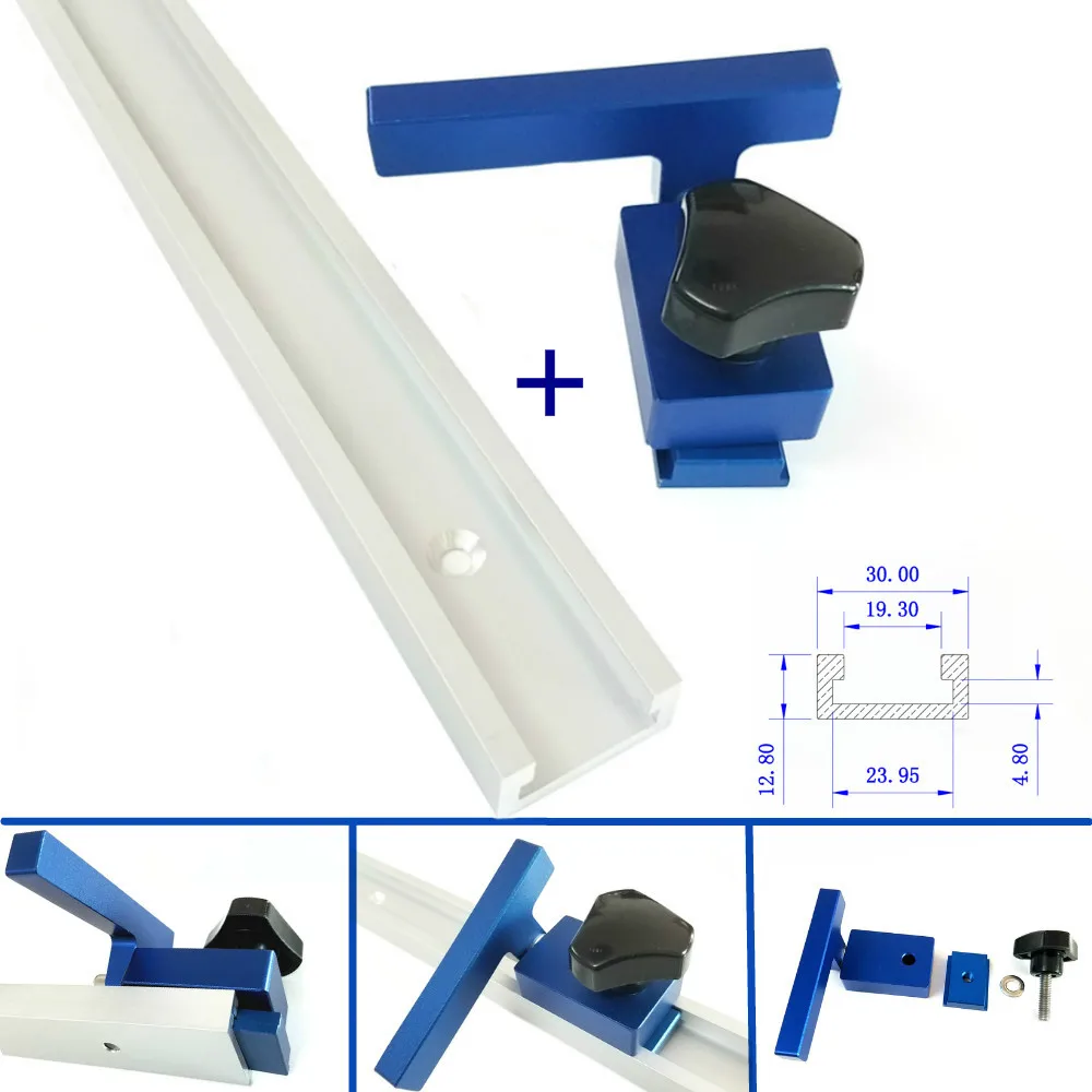 

NEW 300-800mm Aluminium T-Slot T Track w/ Miter Track Stop Router Table Jig Fixture Slot T-Track Woodworking Tools for Wood