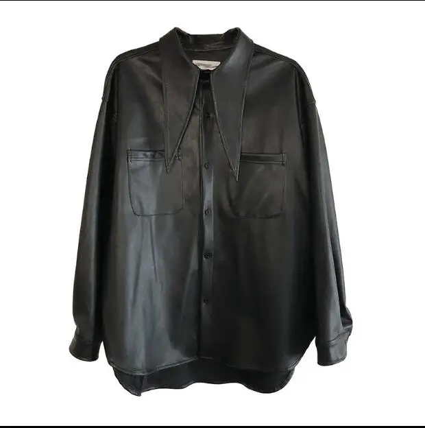 

2018 new top collar leather jacket for men and fleece ulzzang leather jacket baggy college style couple pu leather shirt jacket.