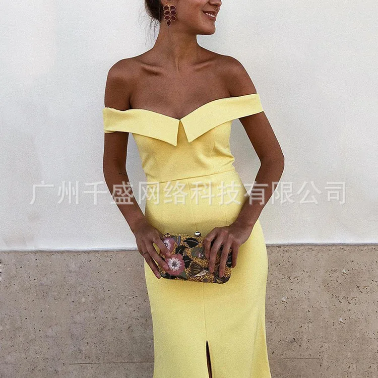 Женское платье футляр с юбкой годе открытыми плечами и коротким рукавом|Женские