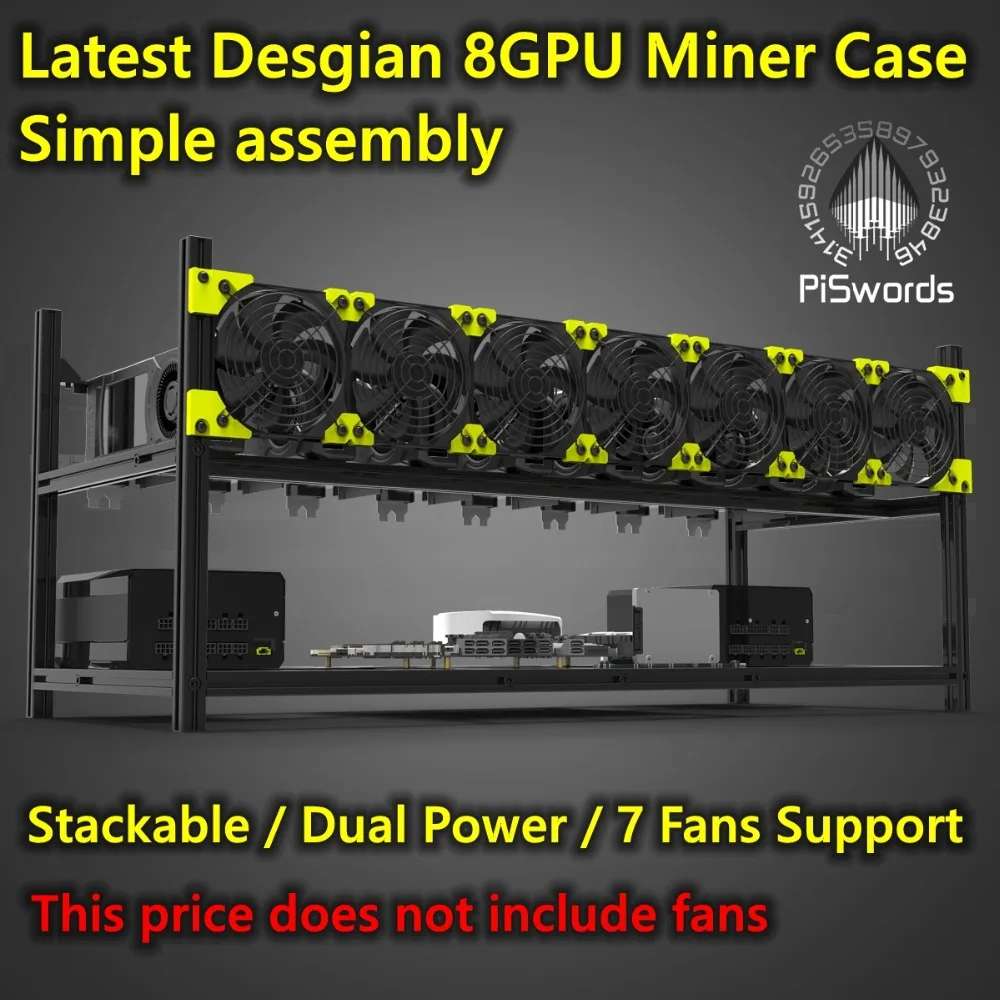 8 GPU графическая карта алюминиевый Штабелируемый открытый воздух bitcon эфириум Майнер горная Установка чехол для компьютера башня ETH Майнер рамка rig