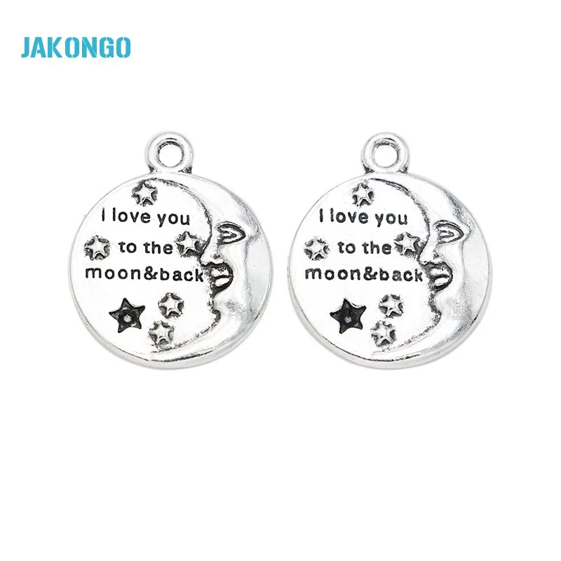 Тибетские посеребренные Подвески с надписью I Love You to the Moon and Back для ожерелья