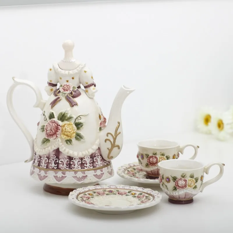 

ceramic Bone China Coffee Tea Sets Coffee pot and cup Wedding decoration home decor crafts room decoration porcelain figurine