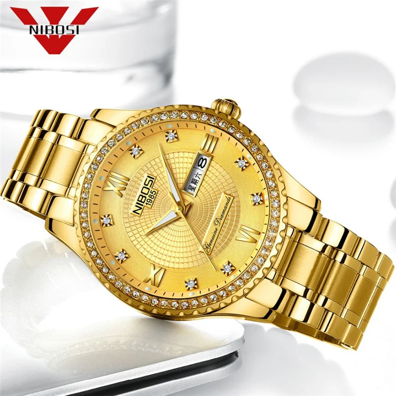NIBOSI мужские часы Топ бренд класса люкс из нержавеющей стали Кварцевые Wach