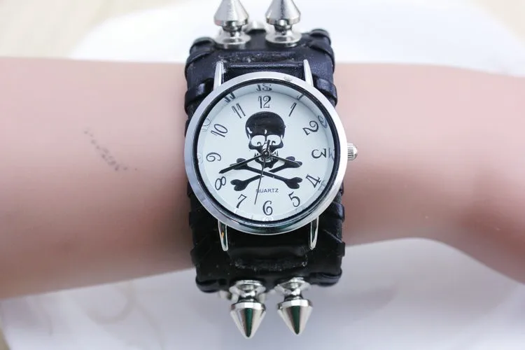 Часы с черепом Модные мужские кварцевые наручные часы панк Reloj Mujer Relogio Feminino кожа