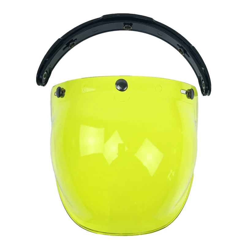 lemon yellow Винтаж шлем с открытым лицом шлем пузырьковый козырек шлем стекло для всех видов шлемов с 3 пряжкой, 10 цветов в ассортименте - Цвет: lemon yellow