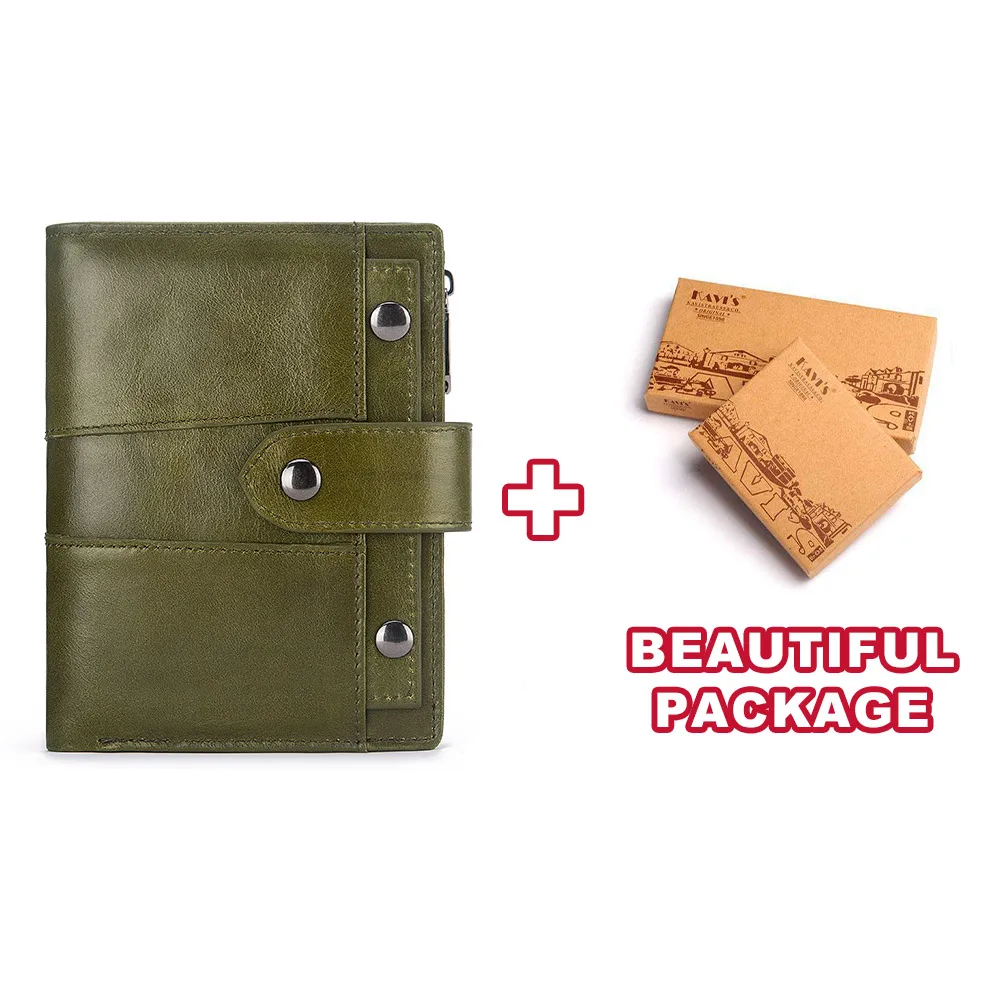 Green-M-box KAVIS, Женский кошелек из натуральной кожи, красный цвет, кошелек для монет, маленький Walet Portomonee, на молнии, сумка для денег, Дамский Мини-держатель для карт - Цвет: Green-M-box