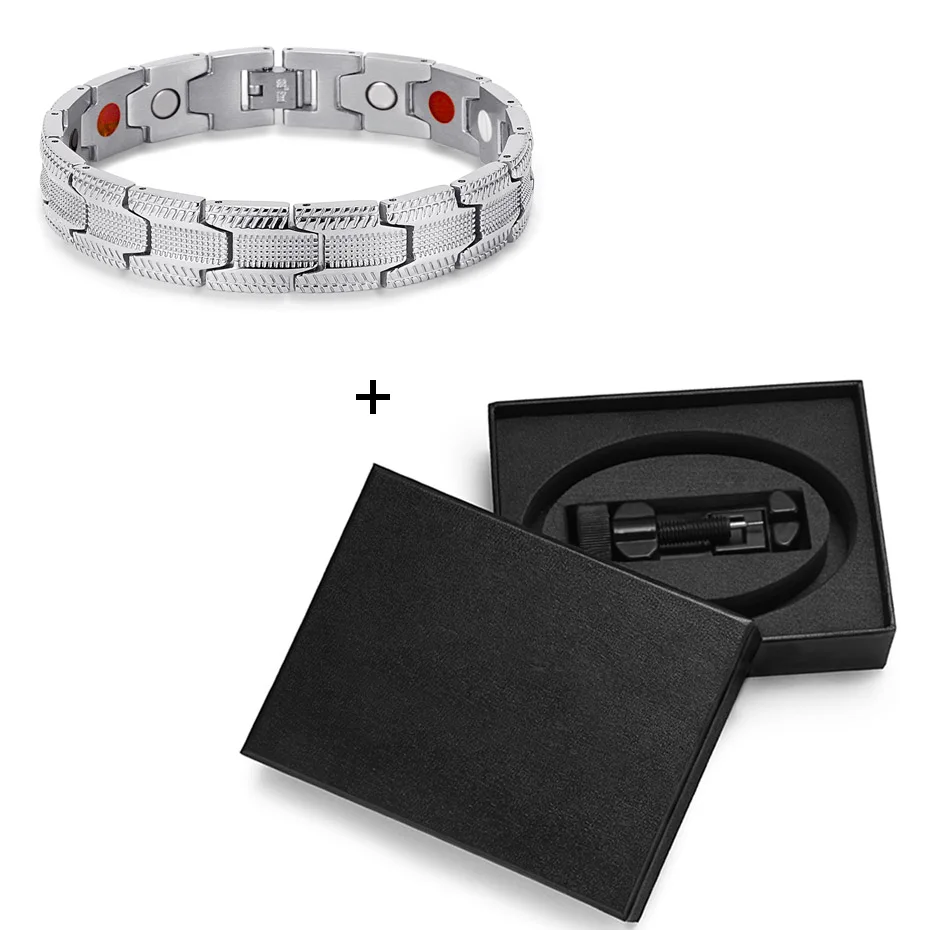 

WelMag Fashion Bracelet Men Magnetic Bio Energy Stainless Steel Wide Cuff Bracelets Homme Healing Jewelry Christmas Gifts