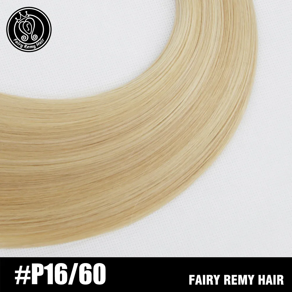 P16/60 Сказочные волосы remy 18 дюймов 100 г/шт. двойные нарисованные натуральные человеческие волосы Weft изюминка пепел блонд прямые пучки волос для наращивания - Цвет: P16/60