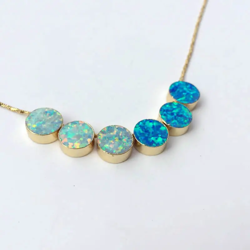 5PCS 10mm Round Gold Color Man-made Opal Bead Japanese Opal Pendant Beads Jewelry Finding for Necklace Druzy Jewelry