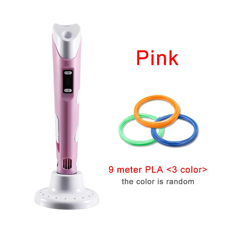 Pink-9m PLA KYY 3D ручка оригинальная DIY 3D печать Ручка с 100 м ABS/PLA нить креативная игрушка подарок для детей дизайн рисунок - Цвет: Pink-9m PLA