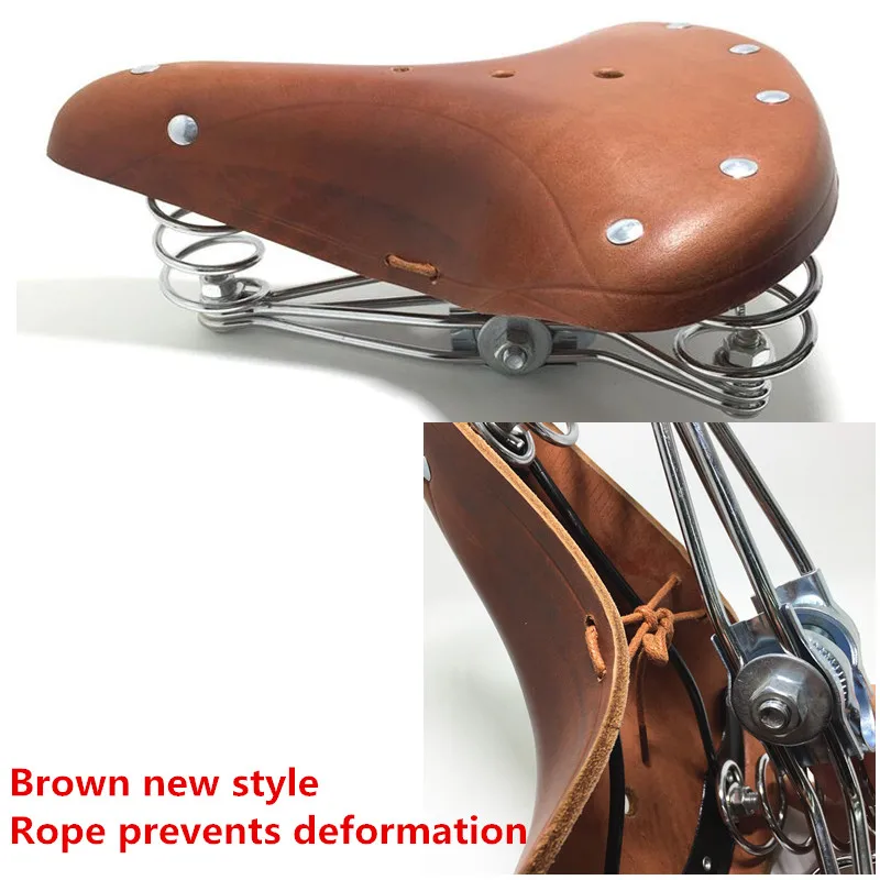 TDX4 Brown new style TDX-4,, винтажное велосипедное седло 2628 из натуральной кожи, старое стильное Велосипедное весеннее седло из натуральной кожи, автомобильное сиденье - Цвет: TDX4 Brown new style
