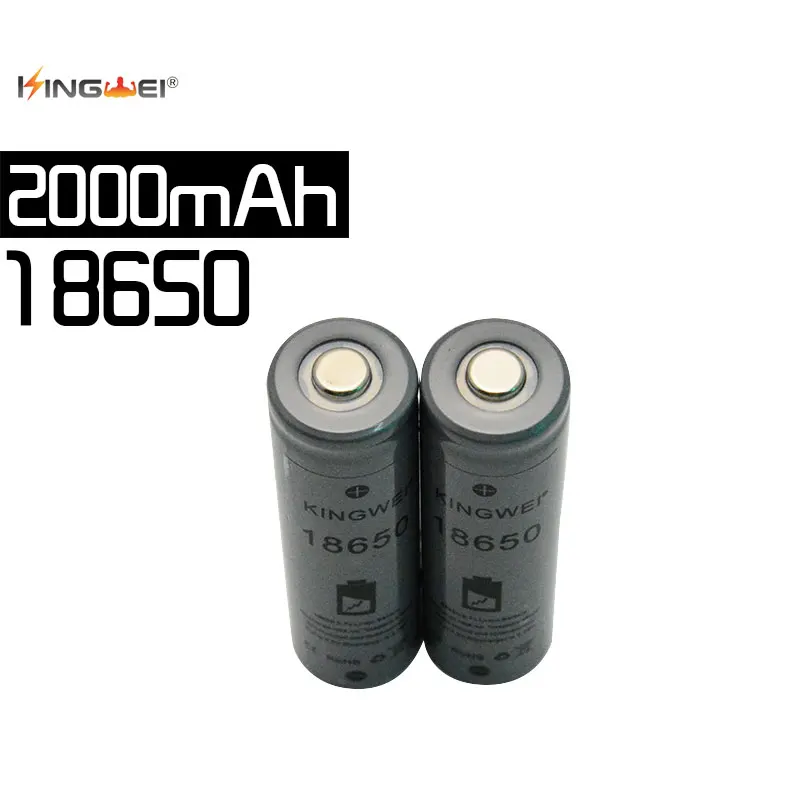 2018 новый бренд KingWei серый 2000mah 18650 3 7 v остроконечная батарея литий ионная