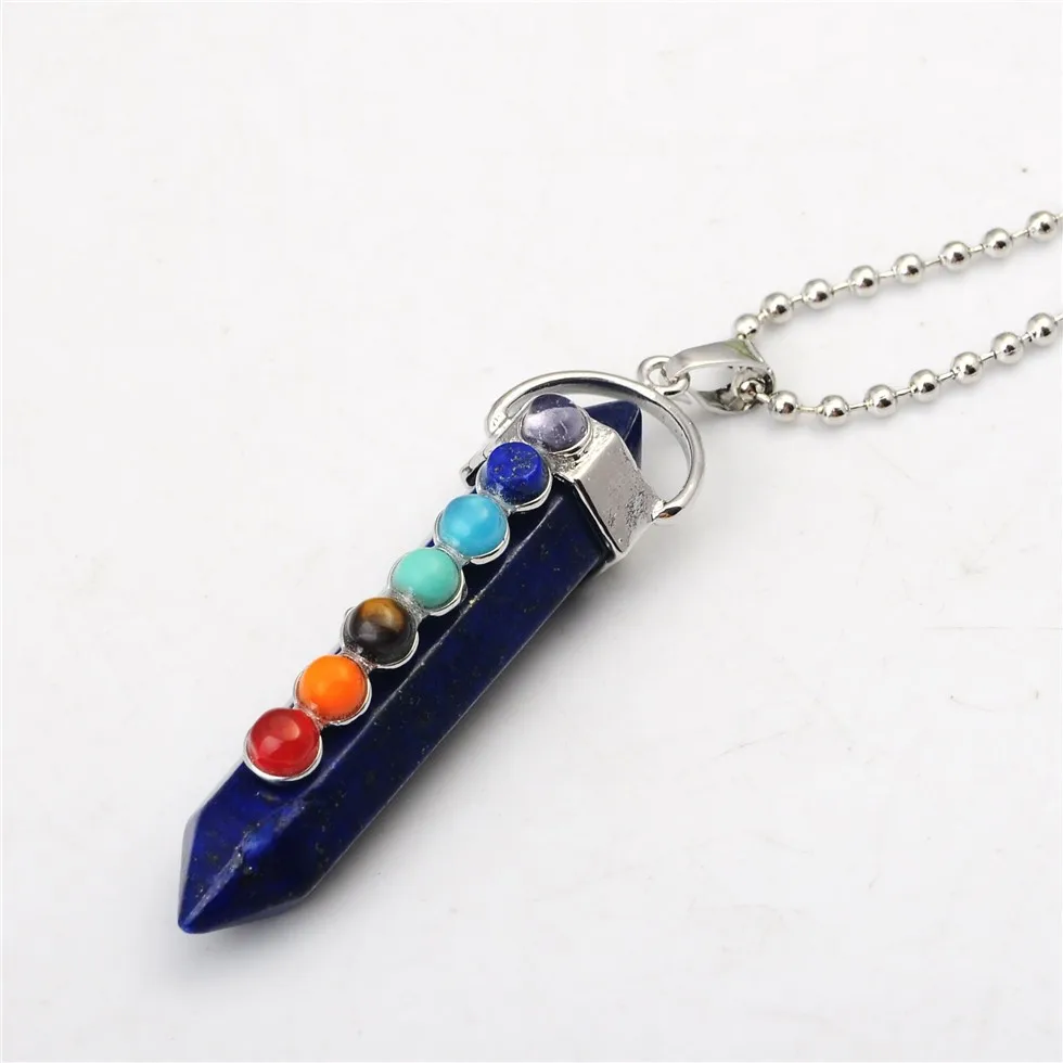 Шестигранная каменная подвеска в виде точечной чакры 7 дюймов для ожерелья