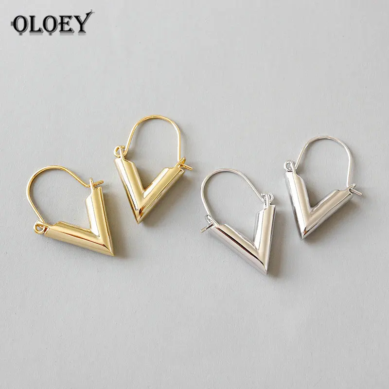 OLOEY, Настоящее серебро, 925 пробы, треугольная форма, геометрические серьги для женщин, Висячие висячие серьги в форме капли, хорошее ювелирное изделие, подарки YME289
