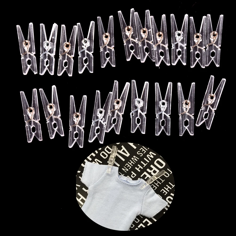 

20 PCS Mini Spring Clear Transparent Clips Clothes Photo Paper Peg Pin Clothespin Craft Clips Party Home Decoration Hot sale