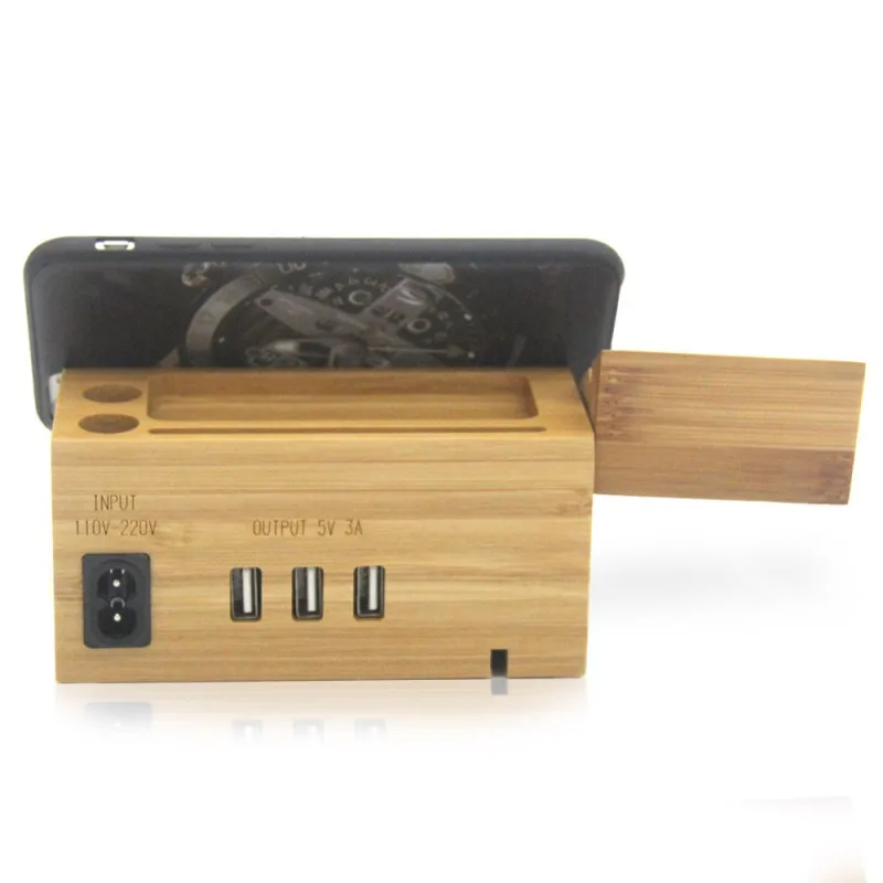 USB порты деревянная настольная зарядная док станция зарядное устройство для