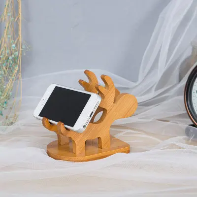 Бамбуковая и деревянная подставка для мобильного телефона планшет для ipad мобильный в виде животного держатели для мобильного телефона чехол для телефона - Цвет: Small deer