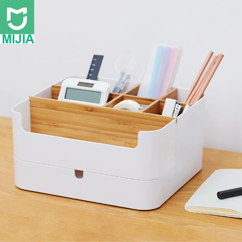 Xiaomi Mijia бамбуковое волокно съемный ящик для хранения, дизайн перегородки, косметический ящик для хранения, портативный туалетный ящик