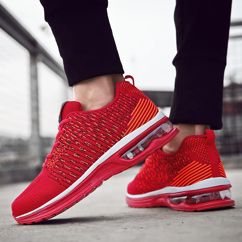 Summer Breathable Mesh Shoes Men Air Cushion Sneakers Running Outdoor Walking Trainer Casual Lace Up Mens Size 45 | Обувь