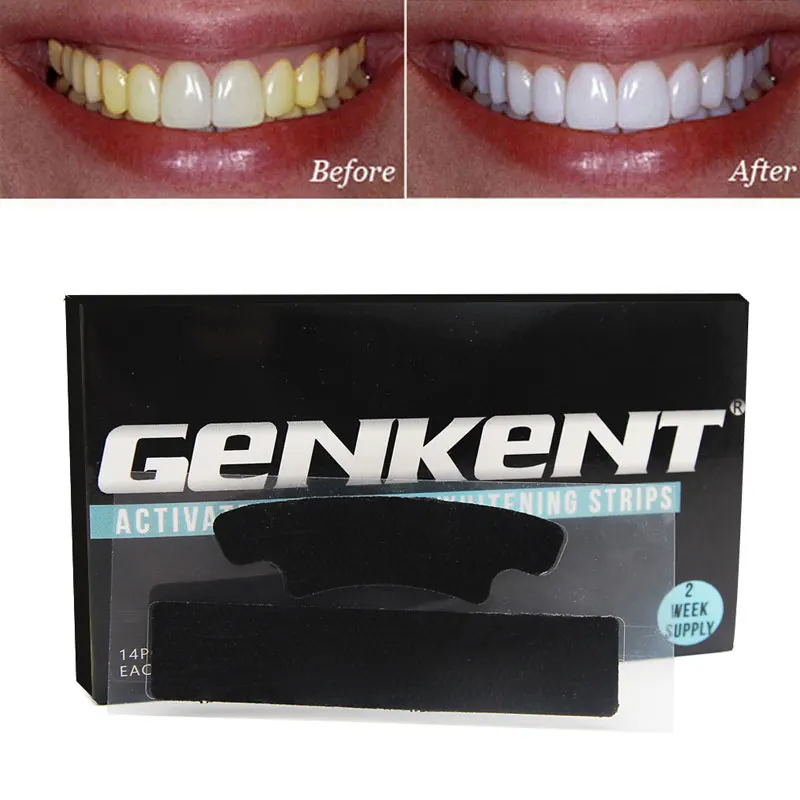Genkent отбеливающие полоски для черных зубов активированный уголь профессиональные эффекты плюс отбеливающий инструмент для зубов