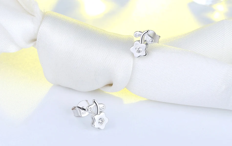 ORSA JEWELS женские серьги в форме цветка 925 пробы серебро AAA CZ романтические серьги для девушек женские вечерние ювелирные изделия подарок SE110
