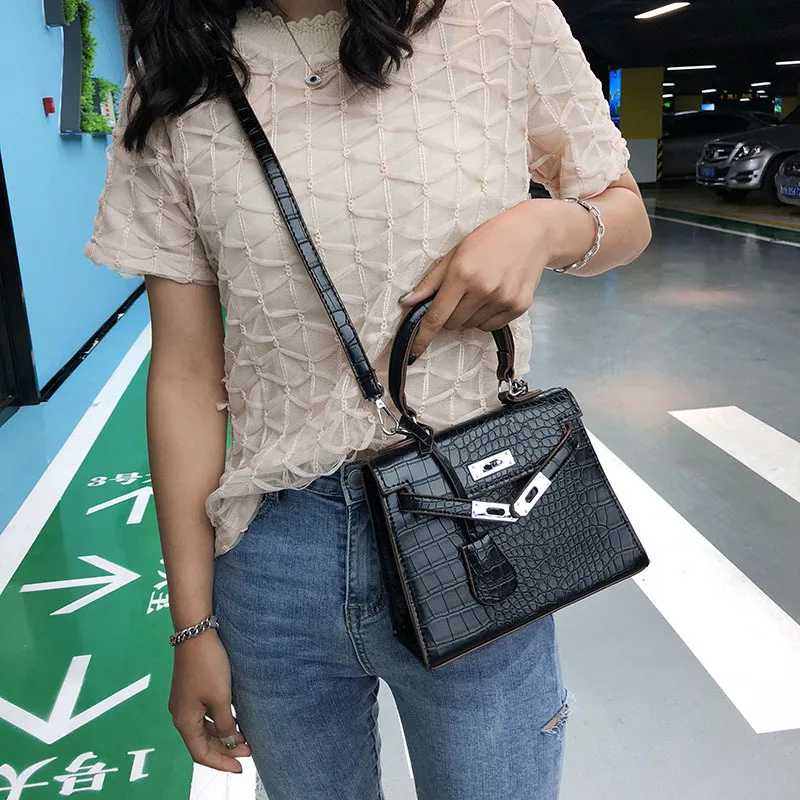 Крокодил сумочку для Для женщин модные сумки на ремне Satchels новые маленькие Сумки