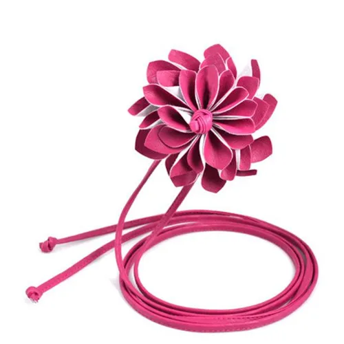 Hot Pink Женский модный плетеный тянущийся эластичный широкий пояс в богемном стиле, пояс с объемным цветком, Аксессуары для платья - Цвет: Hot Pink