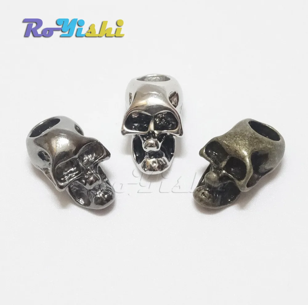 

10pcs/pack Single Vertical Hole Metal Skull Beads for Paracord Knife Lanyards