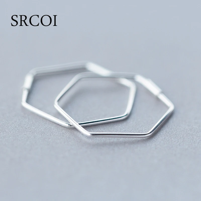 Женские серьги кольца из серебра 2020 пробы с шестигранным основанием|sterling silver hoop