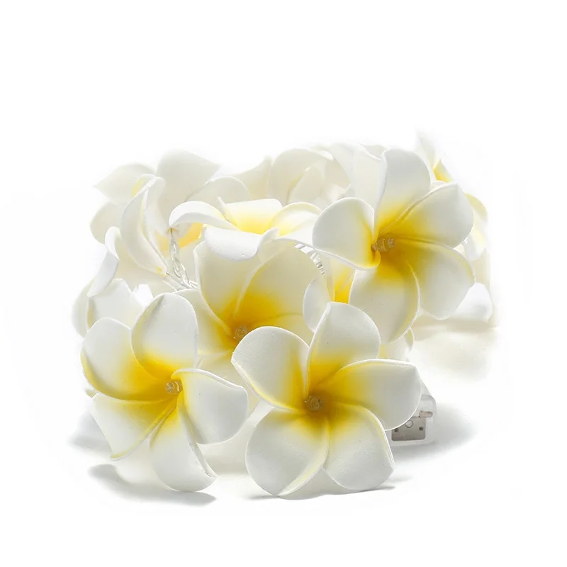 20 светодио дный Frangipani гирлянды цветок Фея свет строка Плюмерия питание