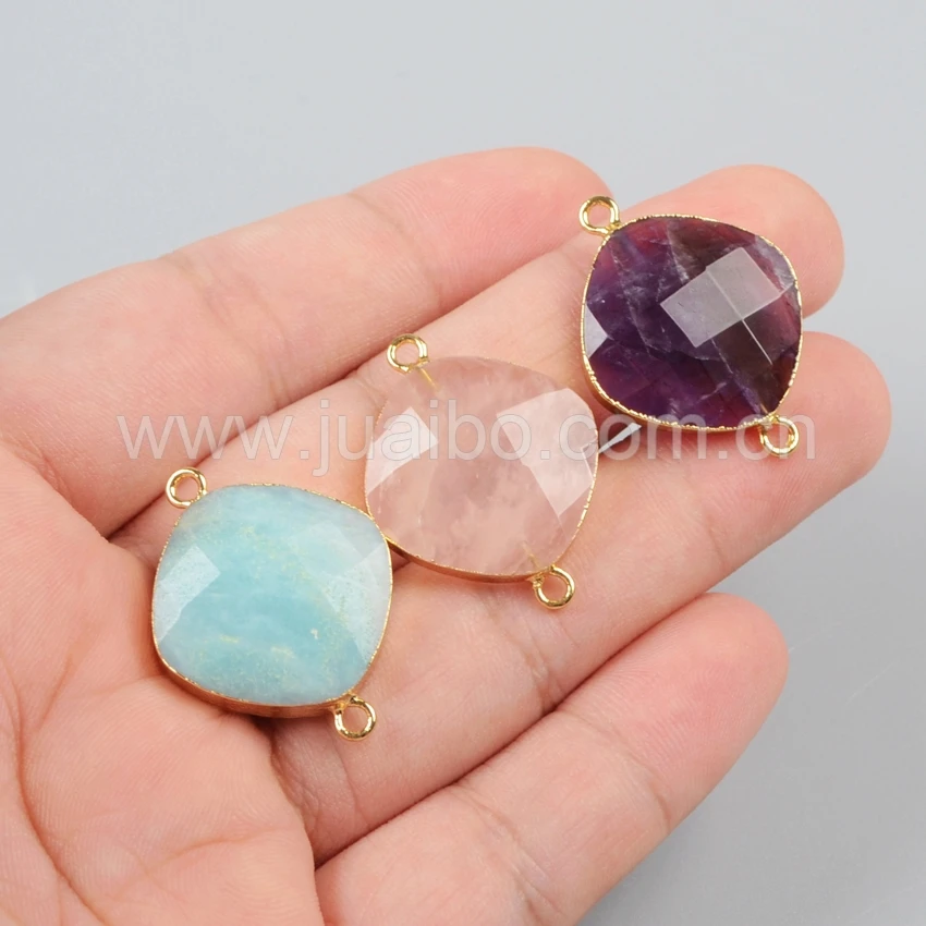 Позолоченные Ромб Multi-вид Ограненные Камни Druzy Квадратной Двойной Разъем