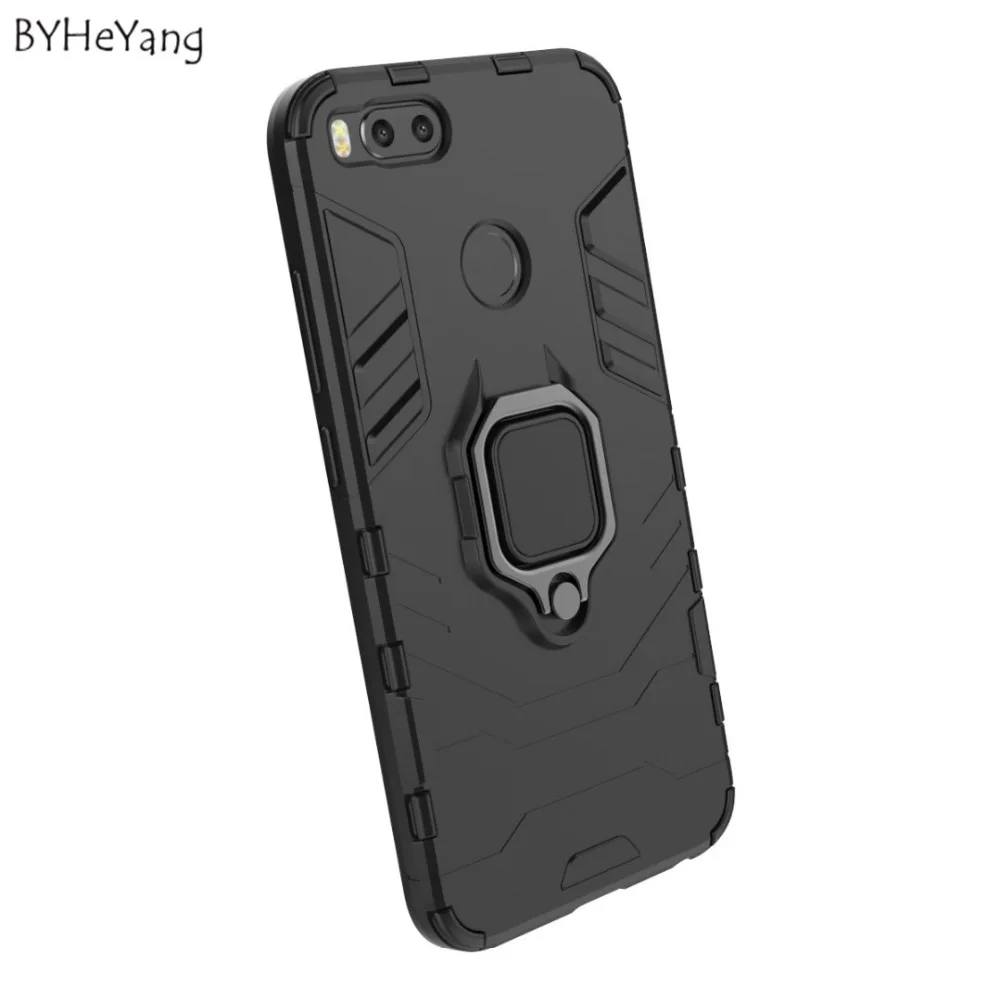 BYHeYang Luxury Armor Case For Xiaomi Mi A1 case mi5x back cover Metal Ring Bracket Cover 5X Coque 360 Full Protective | Мобильные
