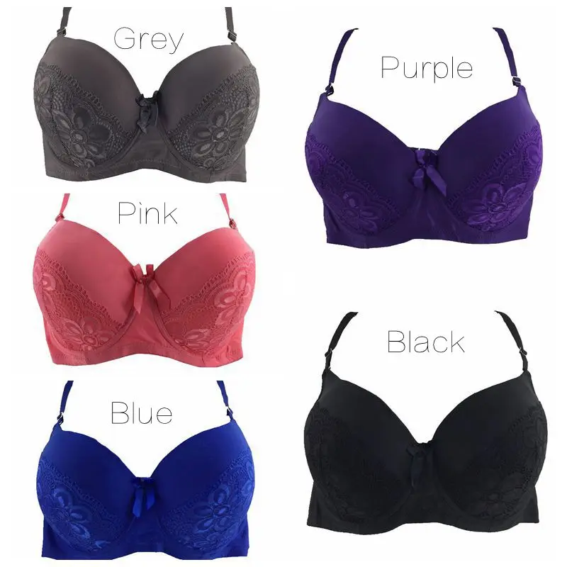 Xiushiren Plus Size Lace Bras For Women Floral Underwear Lager Cup Soft Underwire Black Lingerie 40 42 44 46 48 E DDD G | Женская одежда