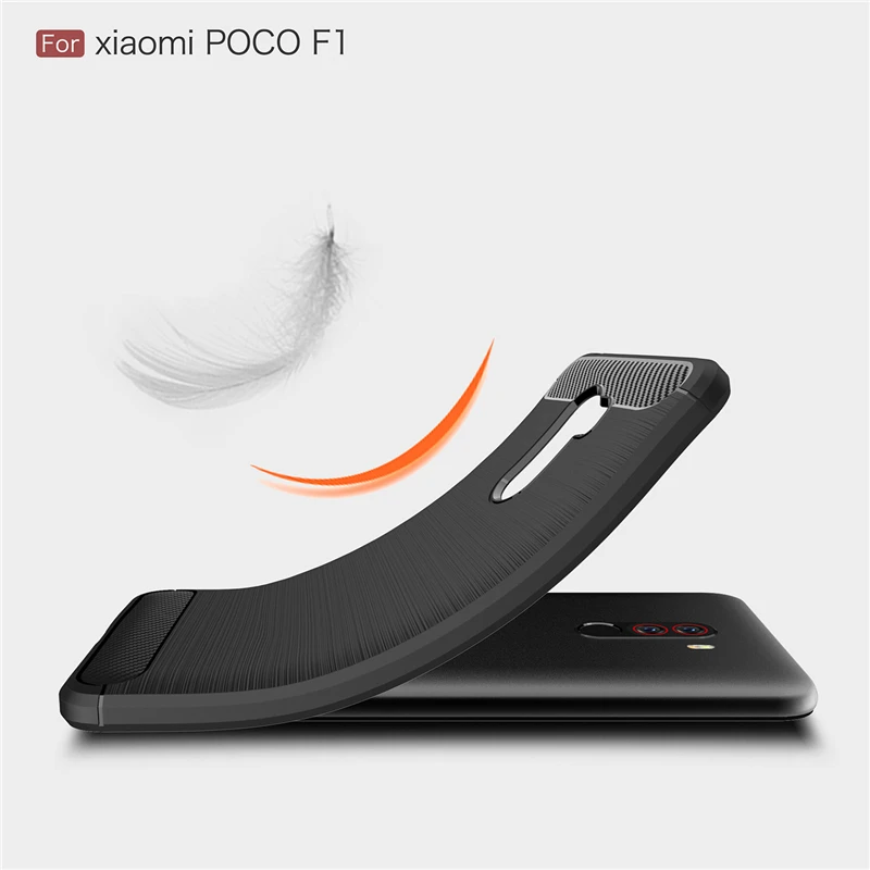 Мягкий силиконовый чехол для телефона Xiaomi Pocophone F1 из углеродного волокна