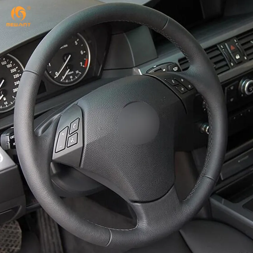 Чехол на руль автомобиля MEWANT из черной искусственной кожи для BMW 530 523 523li 525 520li 535
