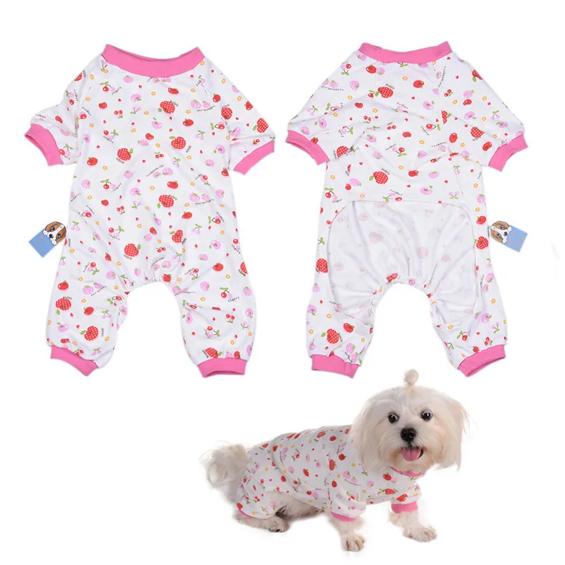 Новые милые пижамы для питомцев с принтом вишни мягкий уютный комбинезон с котом для щенка комбинезон для домашних питомцев Одежда для животных 1 шт