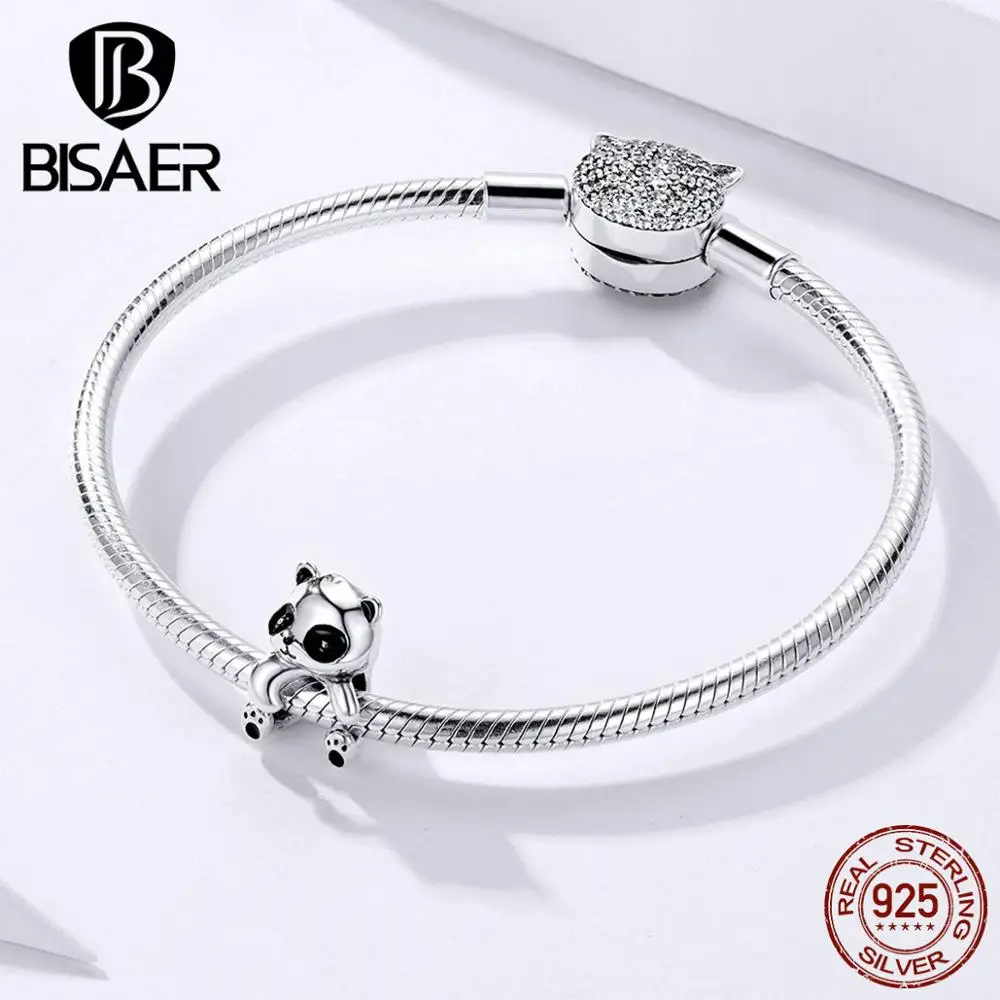BISAER 925 пробы серебро животные Шарм Милая панда бусины подходят для оригинальных