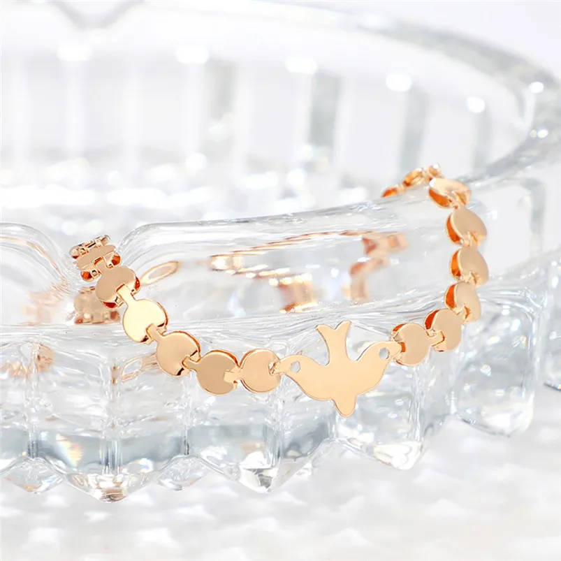 Геометрическая круглая цепь птица животное браслет цепочка из нержавеющей стали