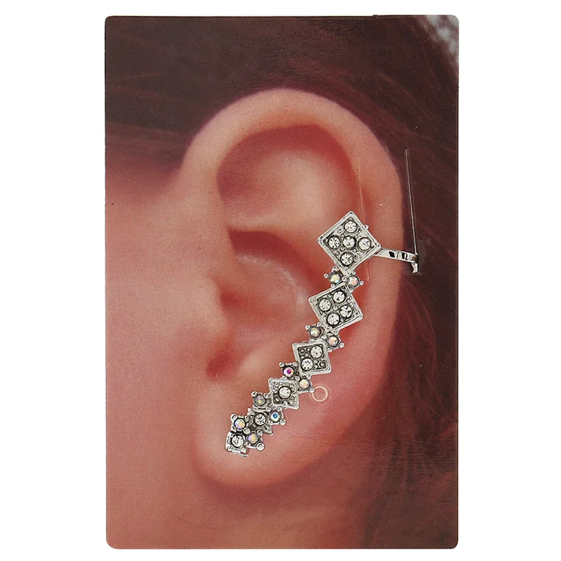 Американские ювелирные квадратный oorbellen Серьги Кристалл уха клип манжеты Boucles